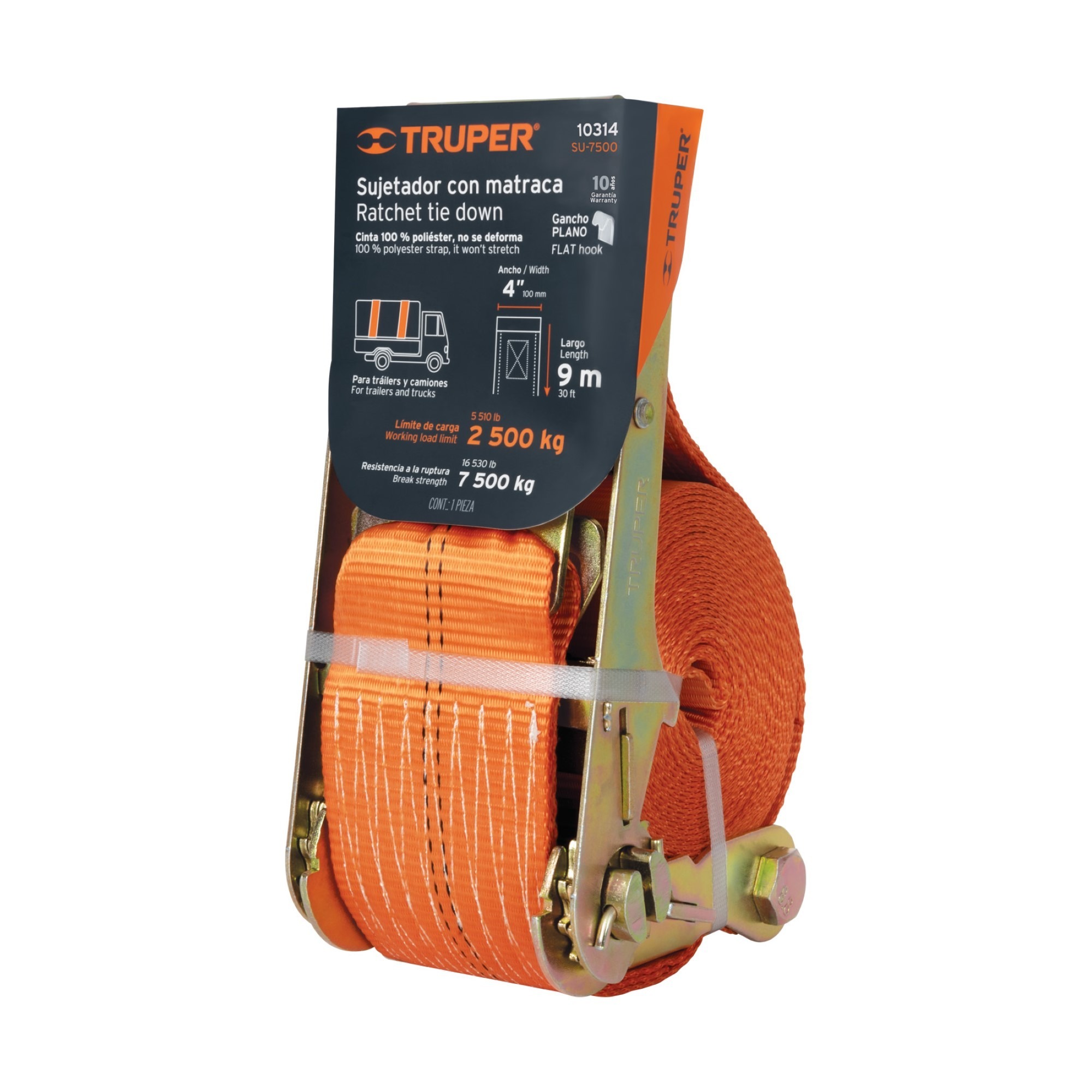 Sujetador Con Ratchet Para Carga Pesada Máximo 7.5 Ton
